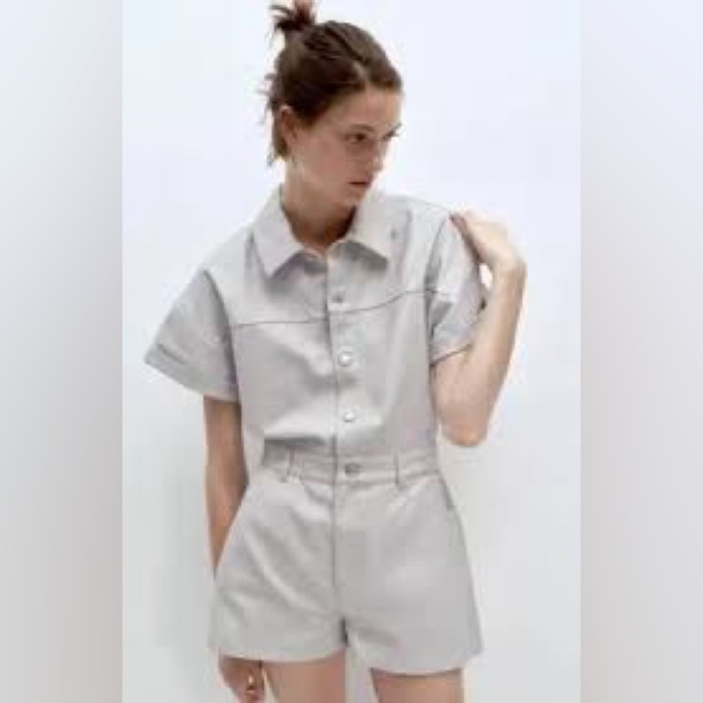 Zara Shimmery Denim Jumpsuit